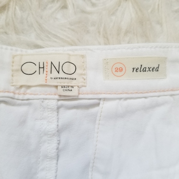 Anthropologie Chino Relaxed White Embroidered Pant - Picture 7 of 11